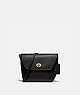 COACH®,TURNLOCK POUCH,Leather,Small,Brass/Black,Front View
