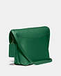 COACH®,TURNLOCK POUCH,Leather,Small,Brass/Green,Angle View