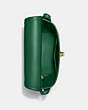 COACH®,TURNLOCK POUCH,Leather,Small,Brass/Green,Inside View,Top View