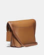 COACH®,TURNLOCK POUCH,Leather,Small,Brass/Light Saddle,Angle View