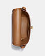 COACH®,TURNLOCK POUCH,Leather,Small,Brass/Light Saddle,Inside View,Top View