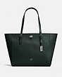 COACH®,TURNLOCK TOTE,Leather,Large,Dark Gunmetal/Ivy,Front View