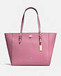 COACH®,TURNLOCK TOTE,Leather,Large,Light Gold/Rose,Front View