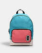 COACH®,COURT BACKPACK IN SIGNATURE NYLON WITH COACH PATCH,Nylon,Silver/Aqua Pink Lemonade,Front View