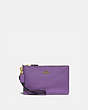 COACH®,SMALL WRISTLET,Leather,Mini,Brass/Bright Violet,Front View