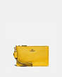 COACH®,SMALL WRISTLET,Leather,Mini,Brass/Lemon,Front View