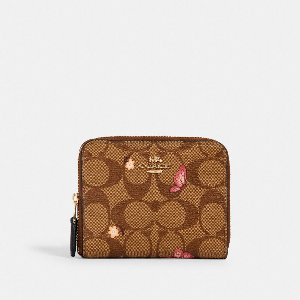 COACH Outlet Small Zip Around Wallet In Signature Canvas With Butterfly Print