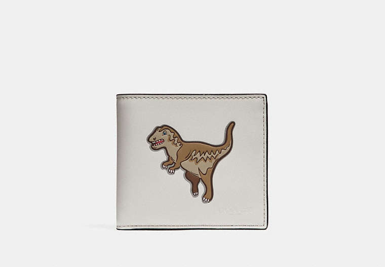COACH®,DOUBLE BILLFOLD WALLET WITH MASCOT,Leather,Rexy Chalk,Front View