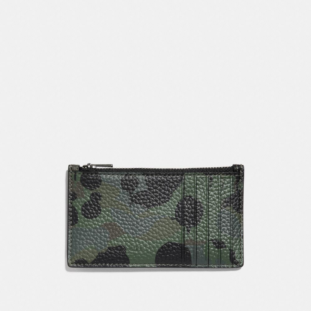 Porte Cartes à Fermeture éclair Avec Imprimé Camouflage Et Clous