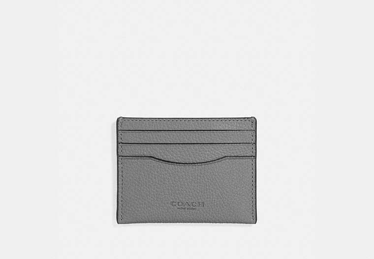 COACH®,CARD CASE,Leather,HEATHER GREY,Front View image number 0