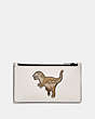 COACH®,ZIP CARD CASE WITH MASCOT,Leather,Rexy Chalk,Front View