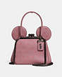 COACH®,MINNIE MOUSE KISSLOCK BAG,Leather,Small,Black Copper/Dusty Rose,Front View