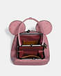 COACH®,MINNIE MOUSE KISSLOCK BAG,Leather,Small,Black Copper/Dusty Rose,Inside View,Top View