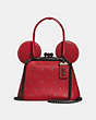 COACH®,MINNIE MOUSE KISSLOCK BAG,Leather,Small,Black Copper/1941 Red,Front View