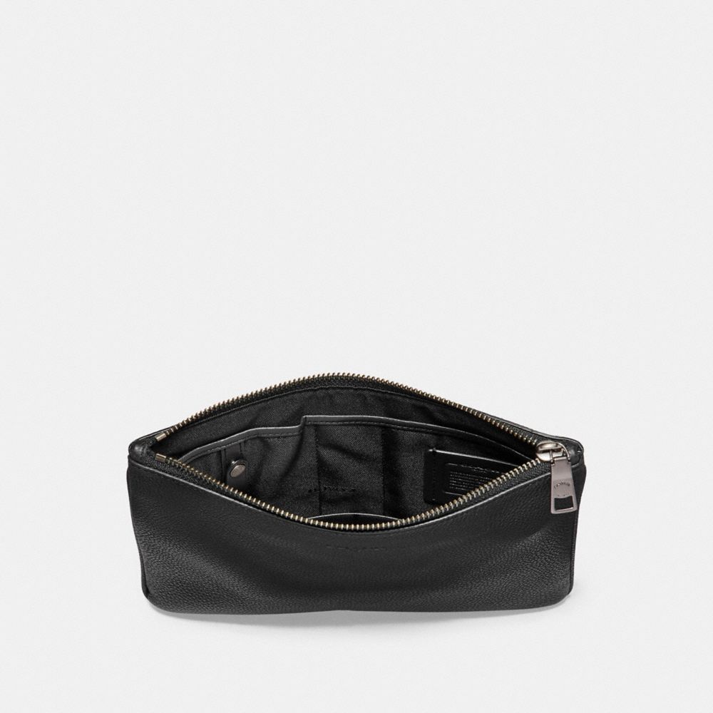 COACH®,MULTIFUNCTIONAL POUCH,Pebbled Leather,Black,Inside View,Top View