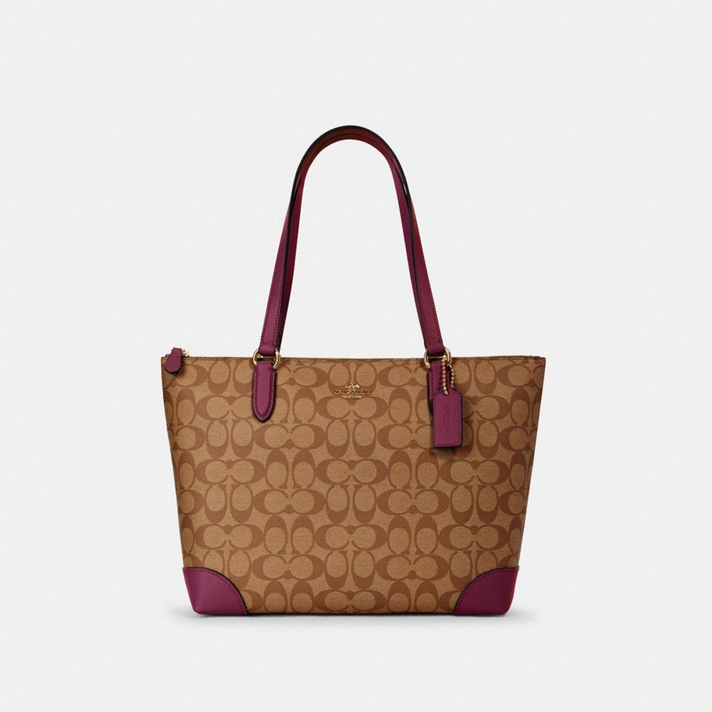 COACH® Outlet | Zip Top Tote In Signature Canvas