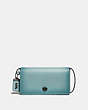 COACH®,DINKY WITH HEART PRINT INTERIOR,Leather,Mini,Light Turquoise/Black Copper,Front View