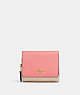 COACH®,SMALL TRIFOLD WALLET IN COLORBLOCK,Leather,Mini,Gold/Candy Pink Multi,Front View