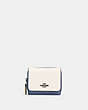 COACH®,SMALL TRIFOLD WALLET IN COLORBLOCK,Leather,Mini,Gunmetal/Chalk Multi,Front View