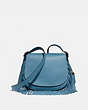 COACH®,SADDLE 23 WITH FRINGE,Leather,Small,Black Copper/Chambray,Front View