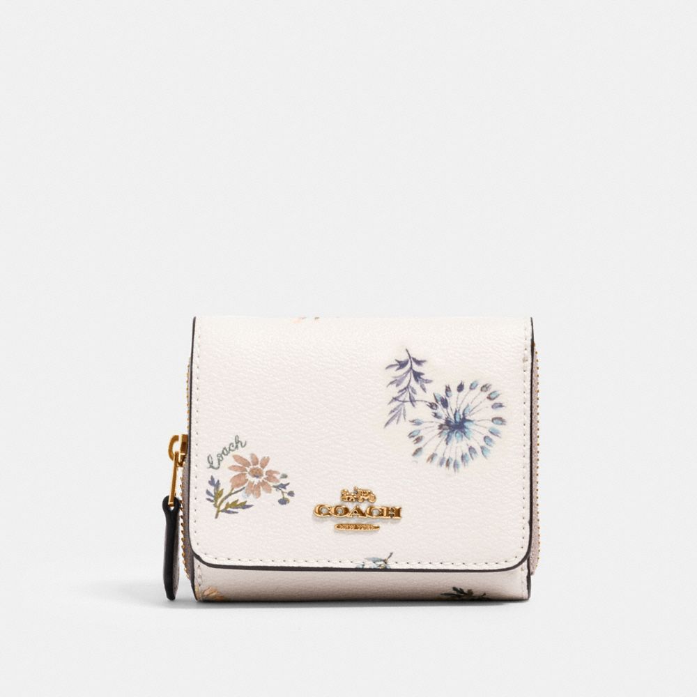 COACH Outlet Small Trifold Wallet With Dandelion Floral Print