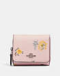 COACH®,SMALL TRIFOLD WALLET WITH DANDELION FLORAL PRINT,Silver/Blossom Multi,Front View