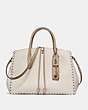 COACH®,COOPER CARRYALL IN COLORBLOCK WITH RIVETS,Leather,Large,Black Copper/Chalk,Front View