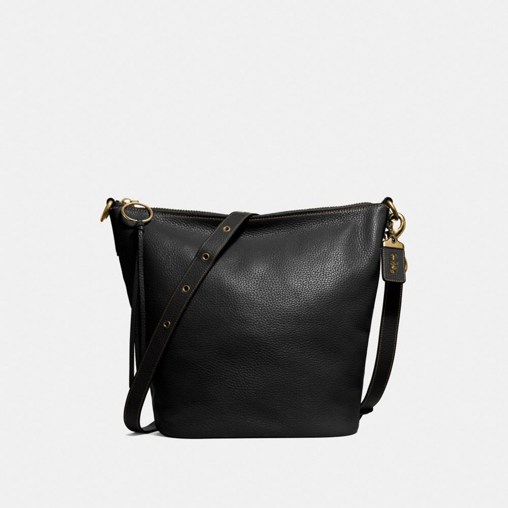 COACH®,DUFFLE,Pebbled Leather,Medium,Brass/Black,Front View