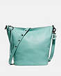 COACH®,DUFFLE,Pebbled Leather,Medium,Light Turquoise/Black Copper,Front View
