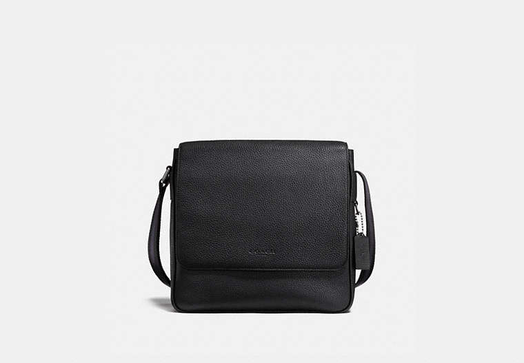 COACH®,METROPOLITAN MAP BAG,Pebbled Leather,Medium,Gunmetal/Black,Front View