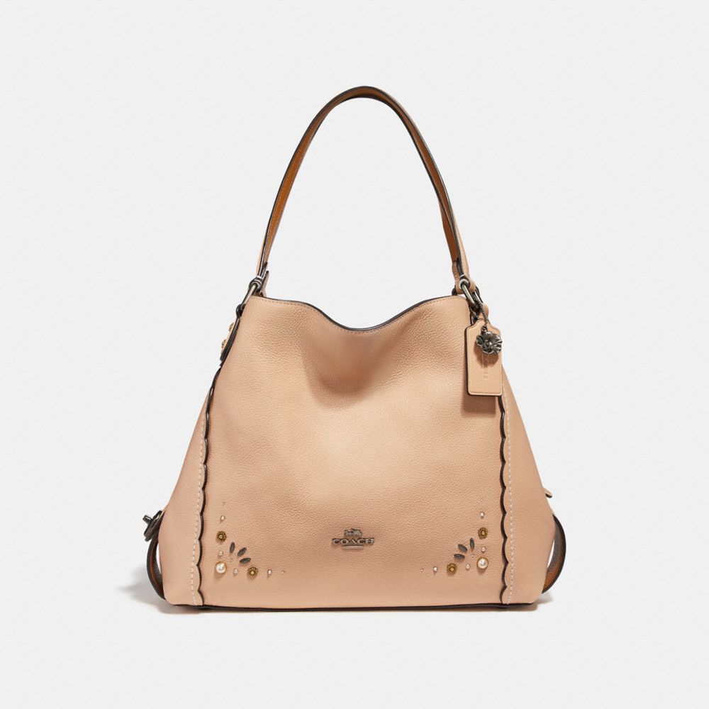 Coach edie shoulder bag 31 in signature cheap leather with border rivets