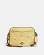 COACH®,CAMERA BAG WITH FLORAL BOW PRINT,Leather,Small,Dark Gunmetal/Sunflower,Front View