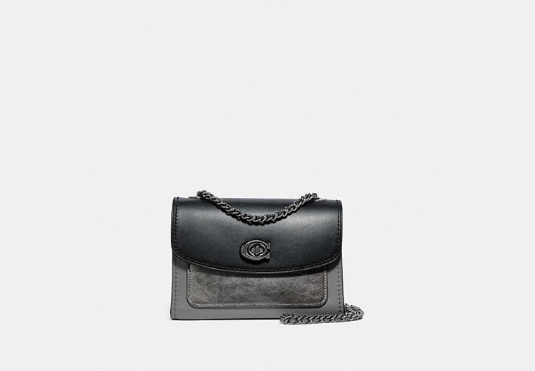 COACH®,PARKER 18 IN COLORBLOCK,Leather,Small,Dark Gunmetal/Heather Grey,Front View
