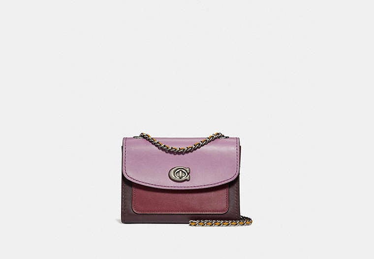 COACH®,PARKER 18 IN COLORBLOCK,Leather,Small,Silver/Jasmine Multi,Front View