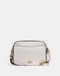 COACH®,CAMERA BAG,Pebbled Leather,Medium,Chalk/Light Gold,Front View