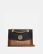 COACH®,PARKER WITH RIVETS AND SNAKESKIN DETAIL,pvc,Medium,Brass/Black Multi,Front View