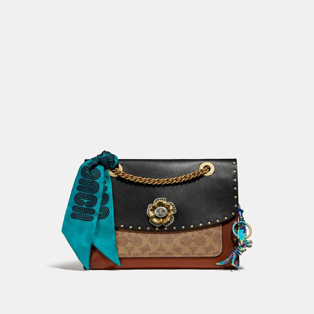 COACH®,Parker With Rivets And Snakeskin Detail,,Angle View