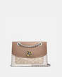 COACH®,PARKER WITH RIVETS AND SNAKESKIN DETAIL,pvc,Medium,Light Antique Nickel/Sand Taupe Multi,Front View