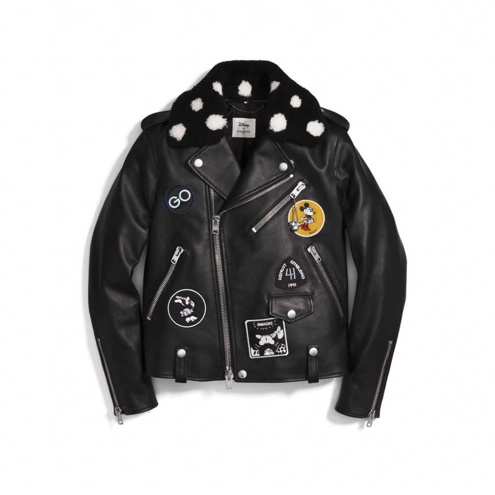 Embellished Moto Jacket With Patches