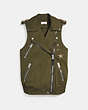COACH®,CRYSTAL EMBELLISHED OVERSIZED VEST,cotton,Khaki Green,Front View