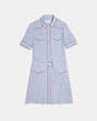 COACH®,STAR PRINT WESTERN SHIRT DRESS,Silk,Blue/White,Front View