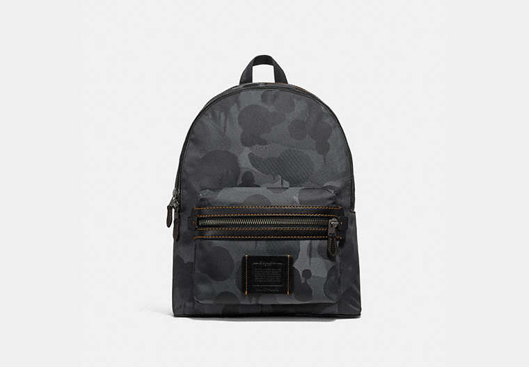 COACH®,ACADEMY BACKPACK WITH CAMO PRINT,Mixed Material,X-Large,Black Copper/Charcoal,Front View