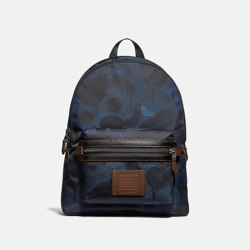 COACH®,ACADEMY BACKPACK WITH CAMO PRINT,Mixed Material,X-Large,Denim/Black Copper,Front View image number 0