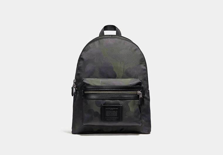 COACH®,ACADEMY BACKPACK WITH CAMO PRINT,Mixed Material,X-Large,Military/Black Copper,Front View
