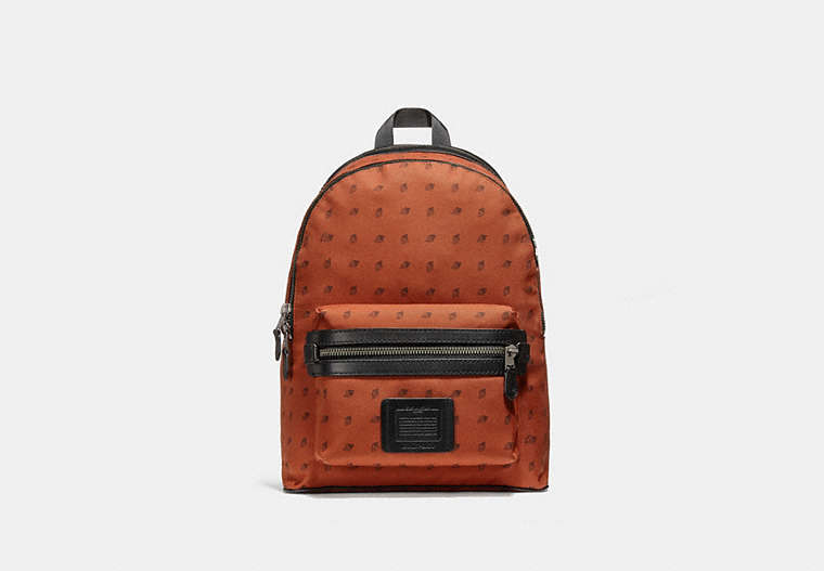 COACH®,ACADEMY BACKPACK WITH DOT DIAMOND PRINT,Mixed Material,Black Copper Finish/Pepper/Mahogany,Front View