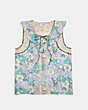 Floral Button Print Frill Top