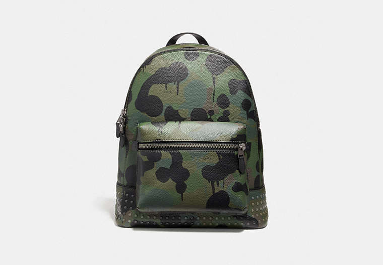 League Backpack With Camo Print And Studs