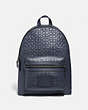 COACH®,ACADEMY BACKPACK IN SIGNATURE LEATHER,Leather,X-Large,Gunmetal/Midnight Navy,Front View