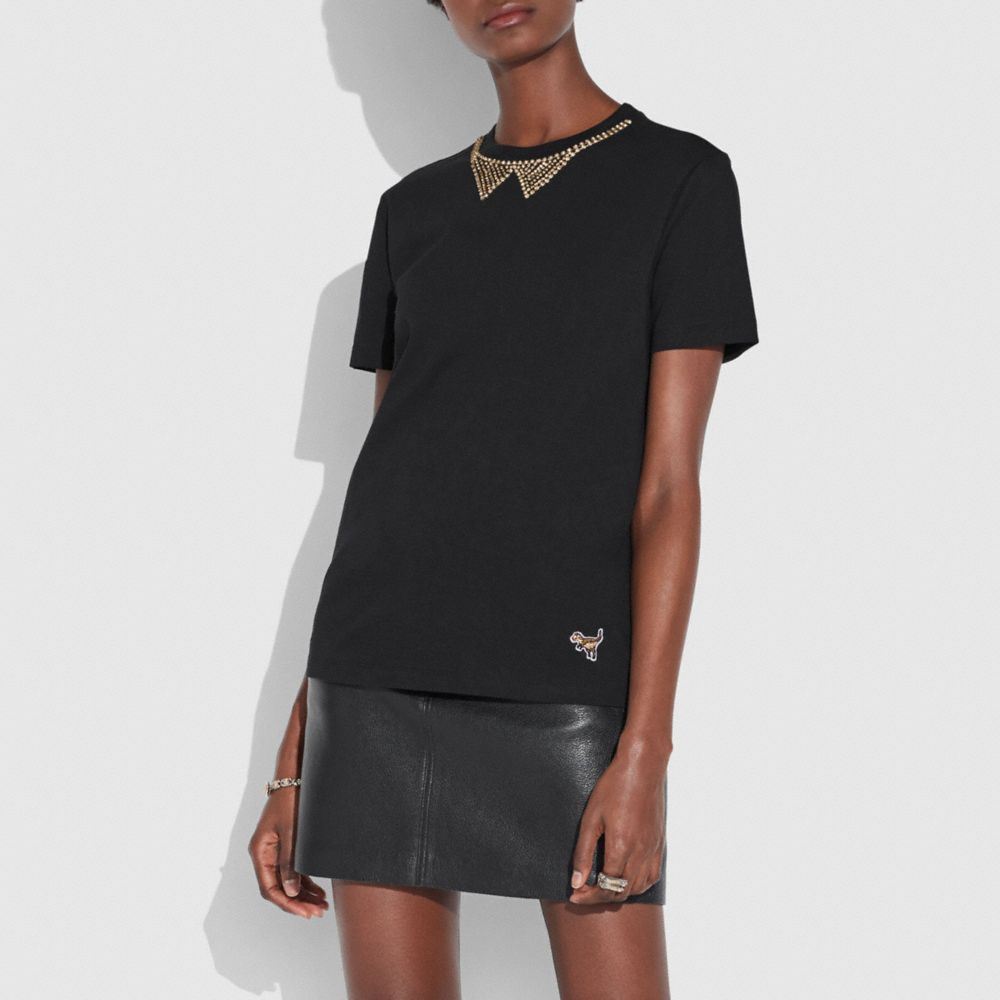 Embellished Collar T Shirt