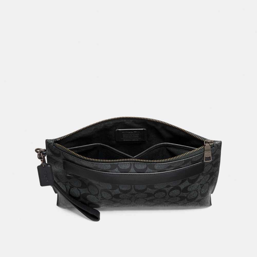 COACH®,CARRYALL POUCH IN SIGNATURE CANVAS,Medium,Charcoal/Black,Inside View,Top View